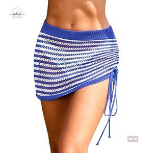 Crochet Swimsuit Cover Up Skirt Knit Drawstring Beach Sarong XS-XXL